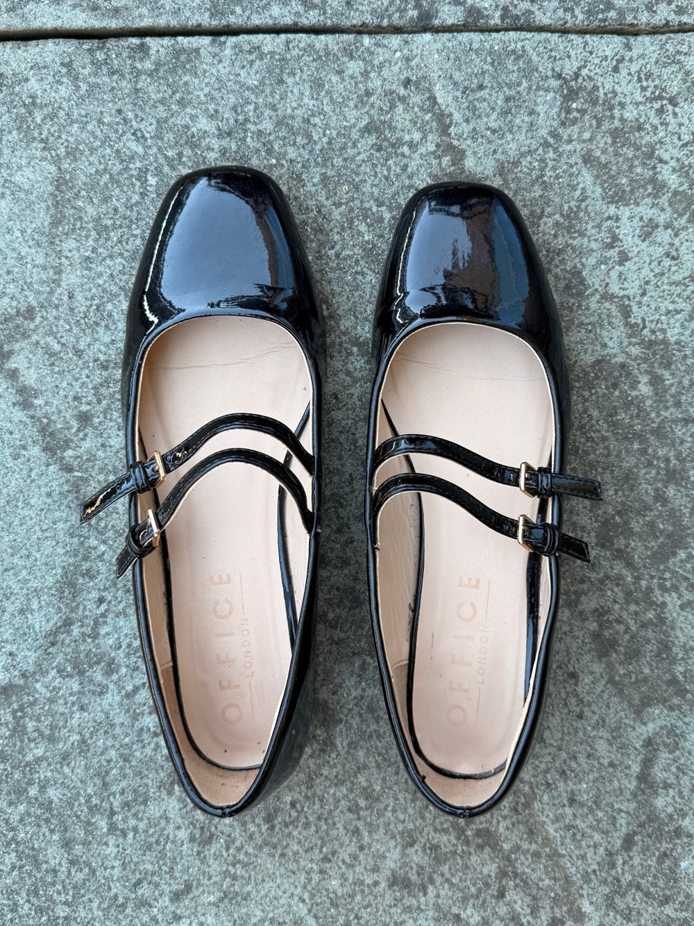 Black Patent Double-Strap Flats